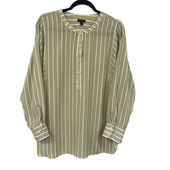 Talbots Long Sleeve Button Front Yellow Striped Top Womens XL - Picture 1 of 7
